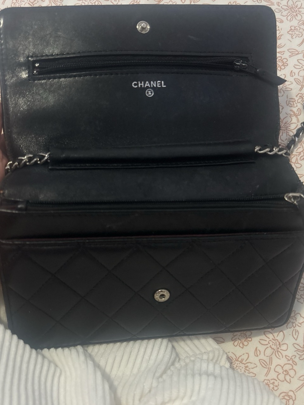 CHANEL Black Quilted Leather Crossbody with Silver Chain - Picture 2 of 6